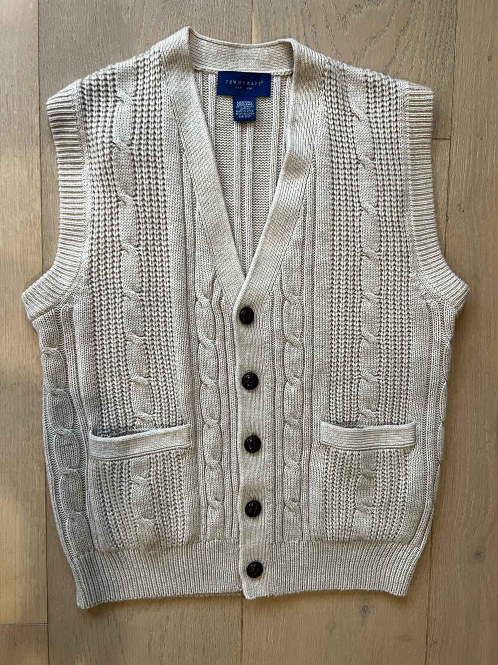 Towncraft Cream Cable Knit Grandpacore Vest